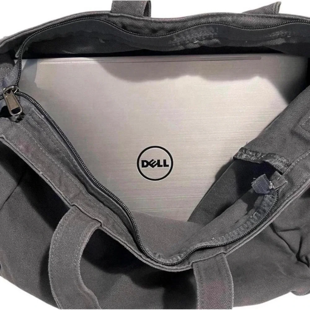 Unisex Gray Canvas Large Capacity Messenger / Crossbody Tote Bag - New